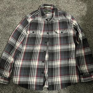 Eddie Bauer - Men’s Plaid Gray Red Button Down - Size Medium